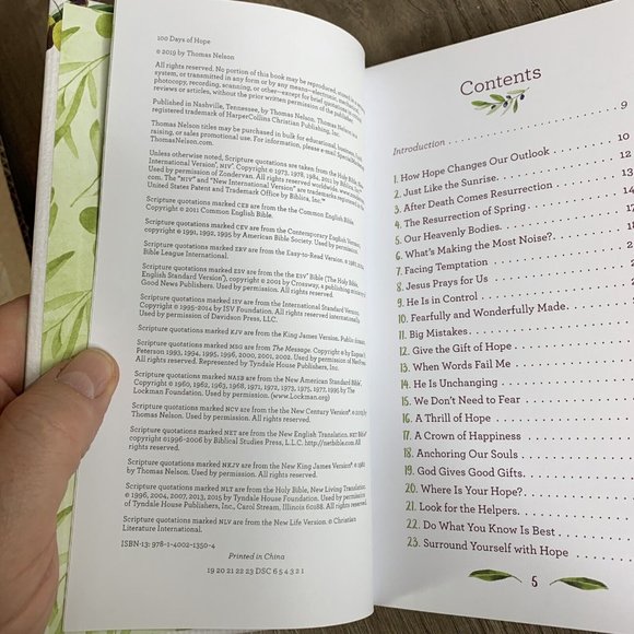 100 Days of Hope by Thomas Nelson Hardcover 2019 - Picture 8 of 8